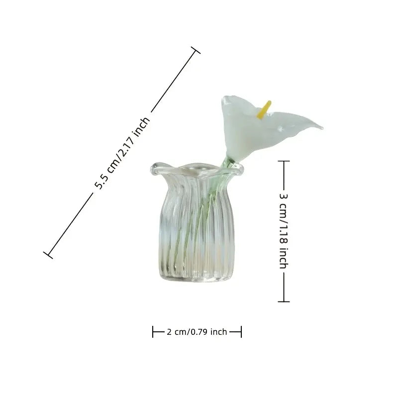 Decoration Hand Blown Glass Flower Figurines Collectible Ornaments with Vase